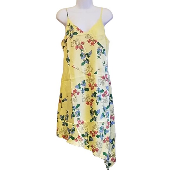 Yellow Floral Asymmetrical SunDress - L - Picture 1 of 3